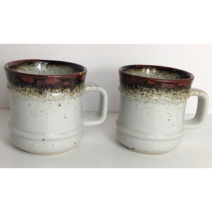 Pair of 1970 MIKASA Le Buffet Mountain Mist Stoneware Coffee Mug Cup G1005 Japan